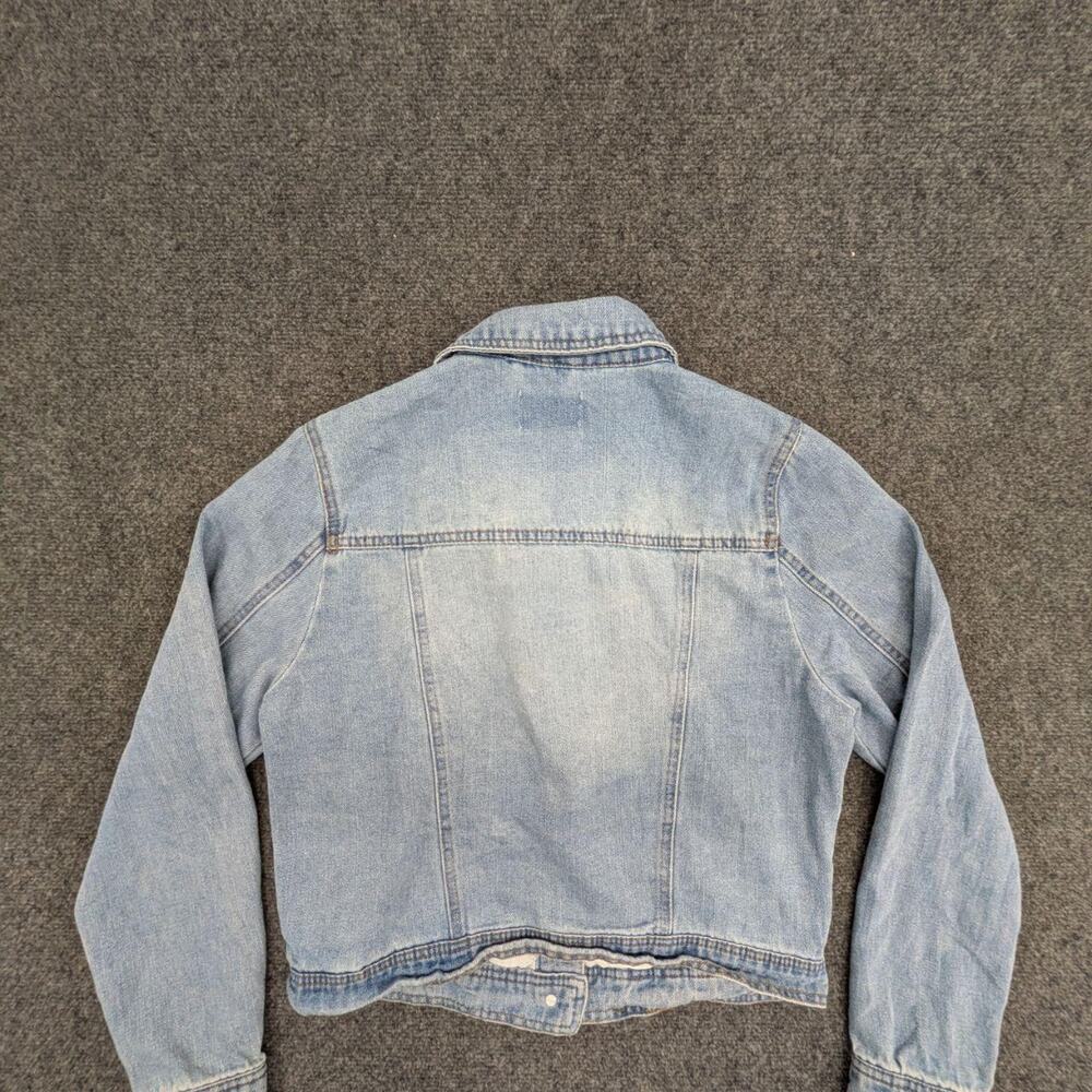 CI Sonu Denim Jacket Men's Large Blue Button Up Long Sleeve Jean Bomber Coat - Picture 2 of 5